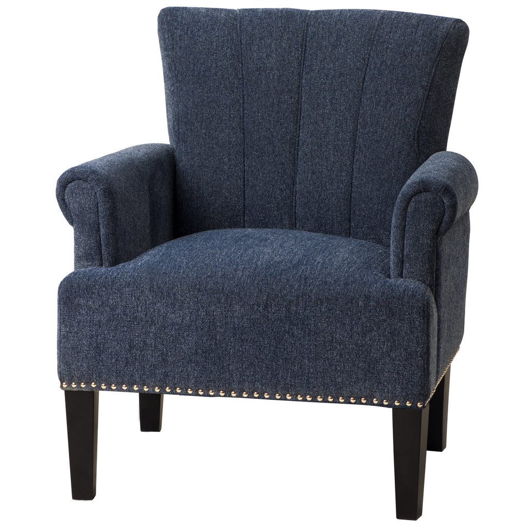 Navy Blue Tufted Polyester Armchair F399