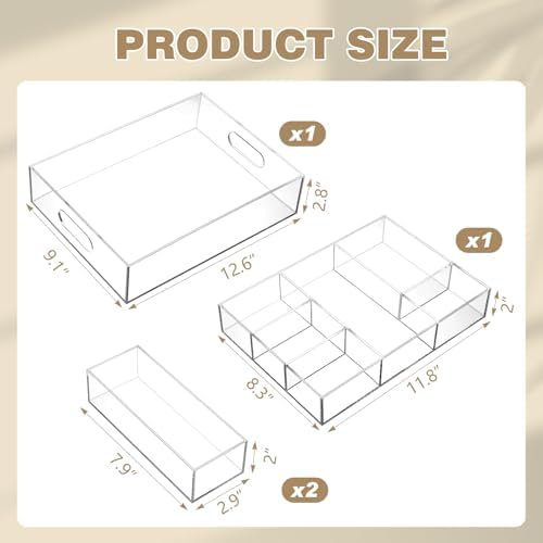Clear Acrylic Desk Drawer Organizer Set 4 Pack F3554