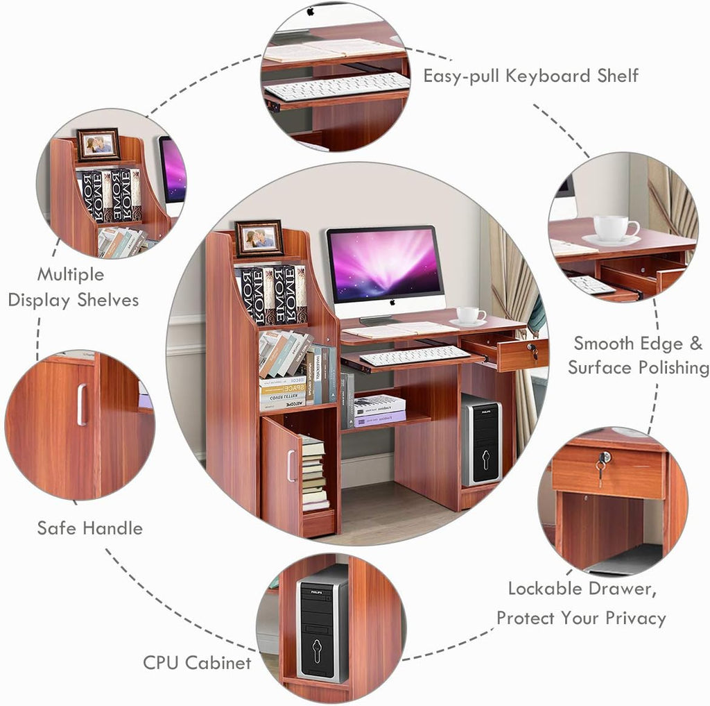 Computer Desk with Storage Cabinet & Drawer K5630