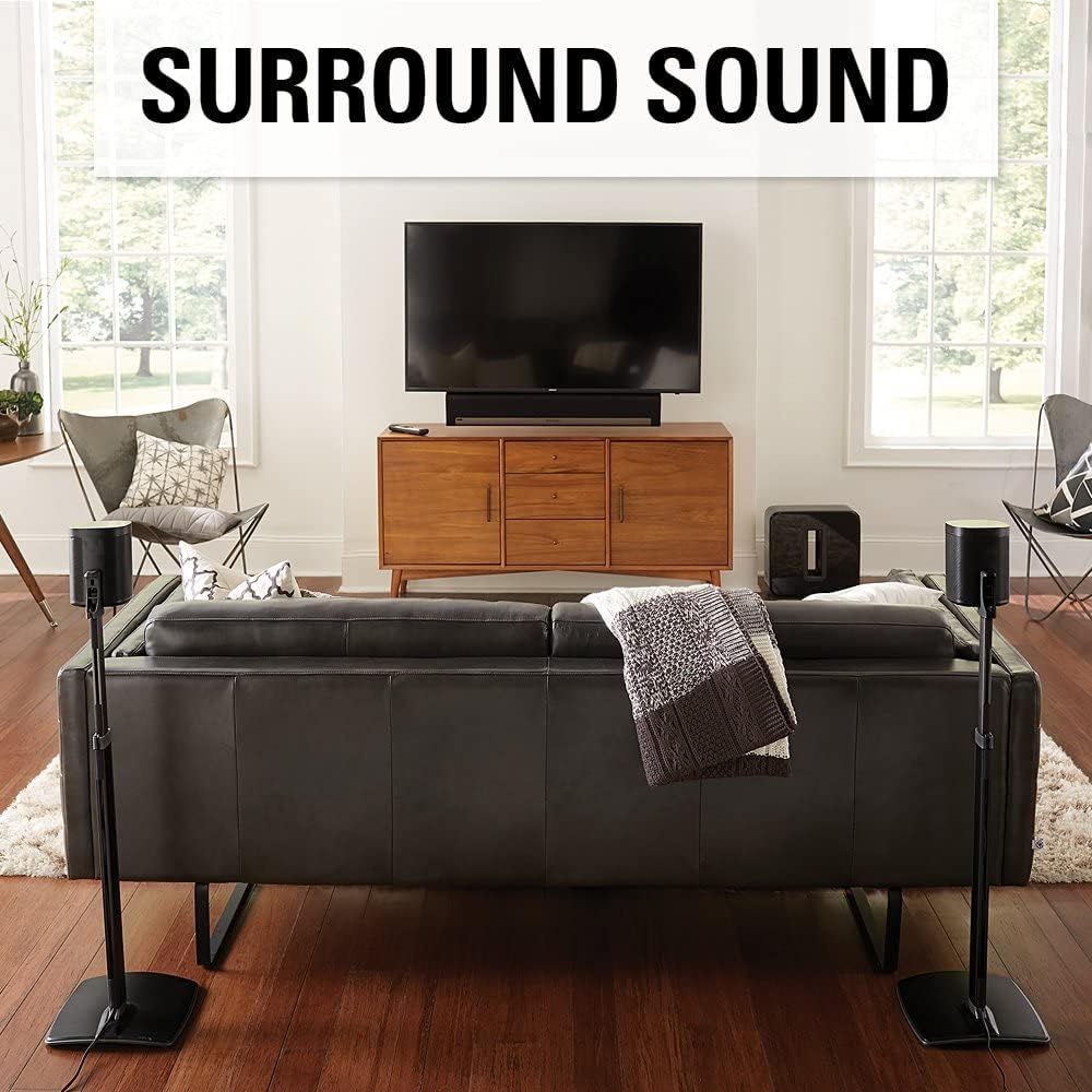 Black Adjustable Height Speaker Stands D7643