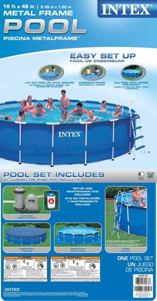 18ft x 48in Round Metal Frame Above Ground Swimming Pool Set H907