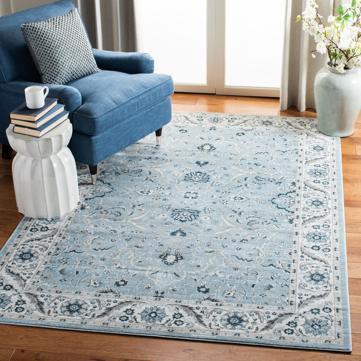 Traditional Oriental Rug Cream/Beige 9' x 12' Rectangle Z977144