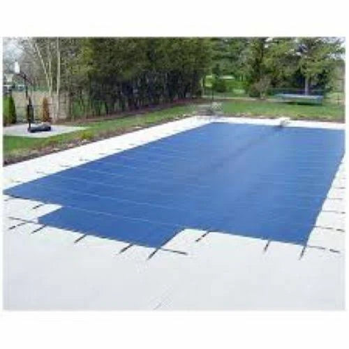 16 ft x 32 ft Rectangular Mesh Safety Cover System with 4 ft x 8 ft Center End Step, Blue P9406