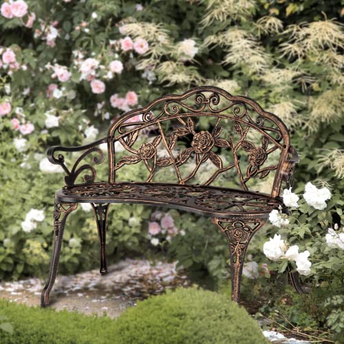 38.5" Metal Rose Bench F783542