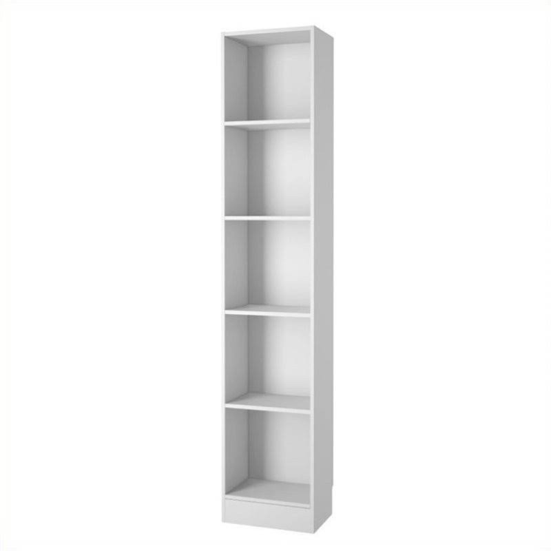 White 5 Shelf Narrow Bookcase P448937