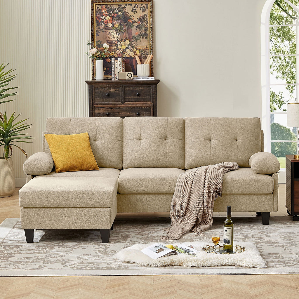 Modern Fabric L-Shaped Sectional Sofa with Chaise M90593