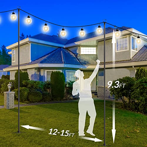 9.4FT Outdoor Metal String Light Pole with 5-Prong Fork Steel Stand U8004