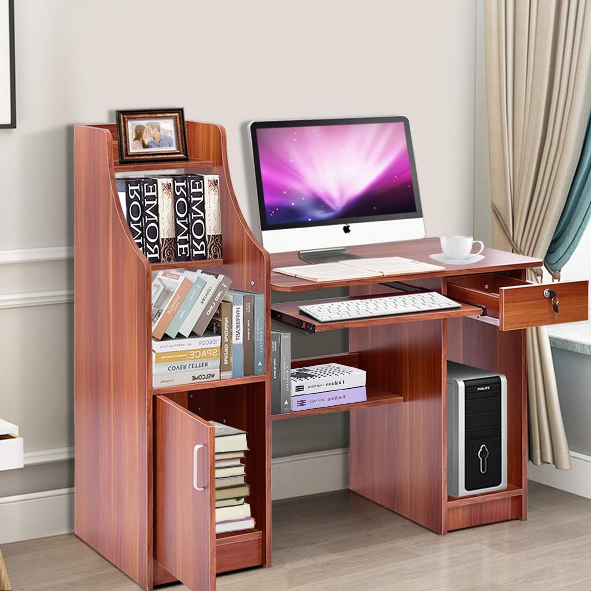 Computer Desk with Storage Cabinet & Drawer K5630