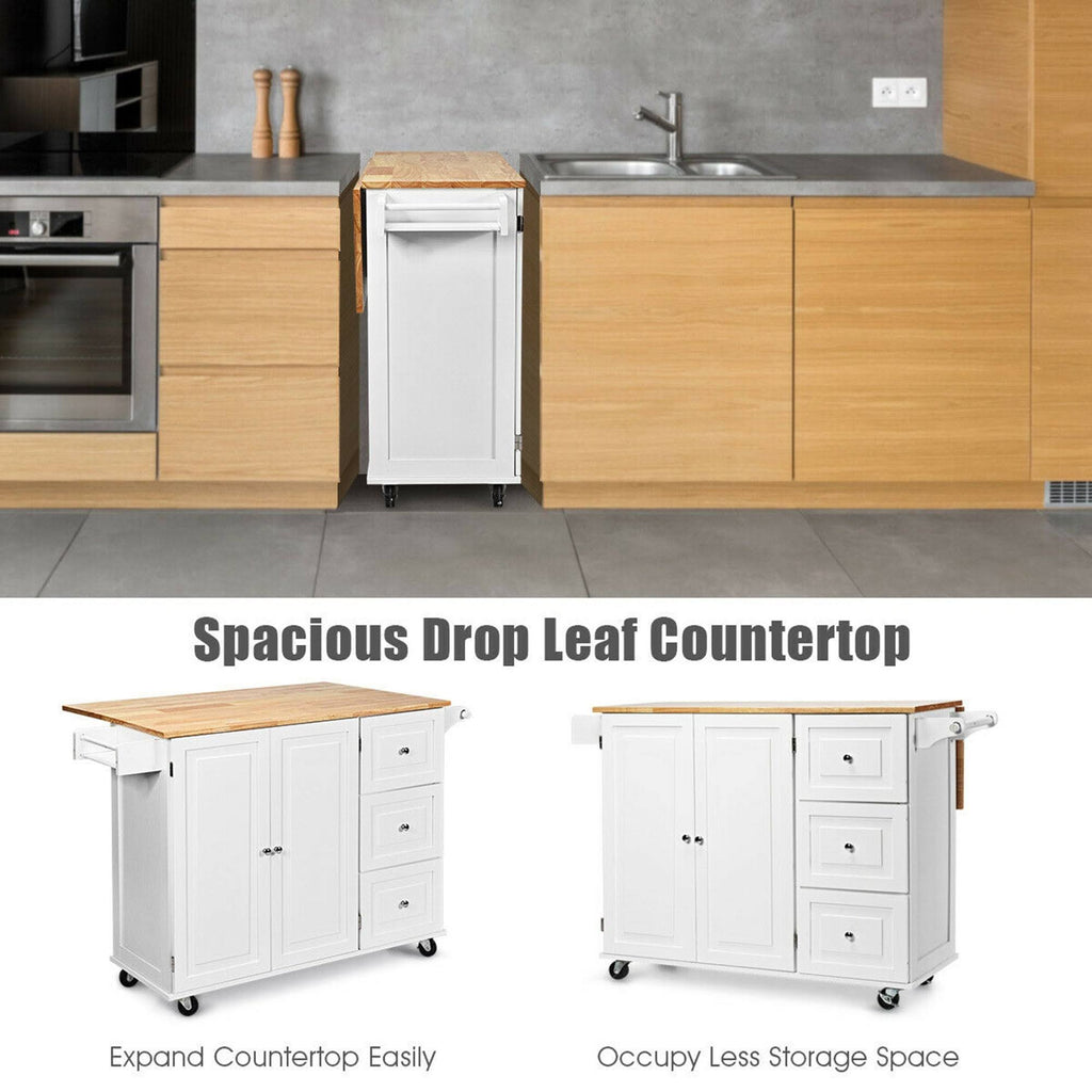 White Drop-Leaf Kitchen Cart S144581