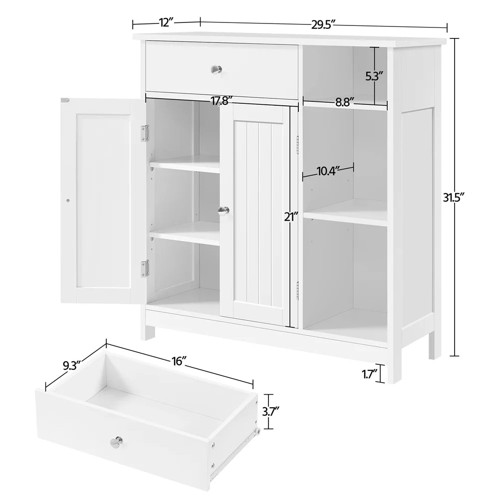 White Large Storage Cabinet with Drawer R9963