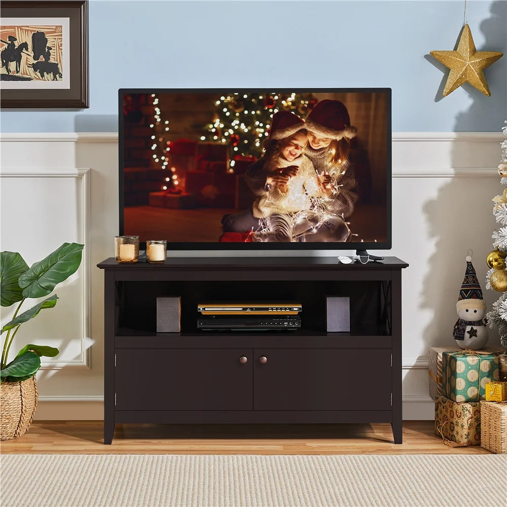 Espresso TV Stand with Storage and 2 Doors N54656