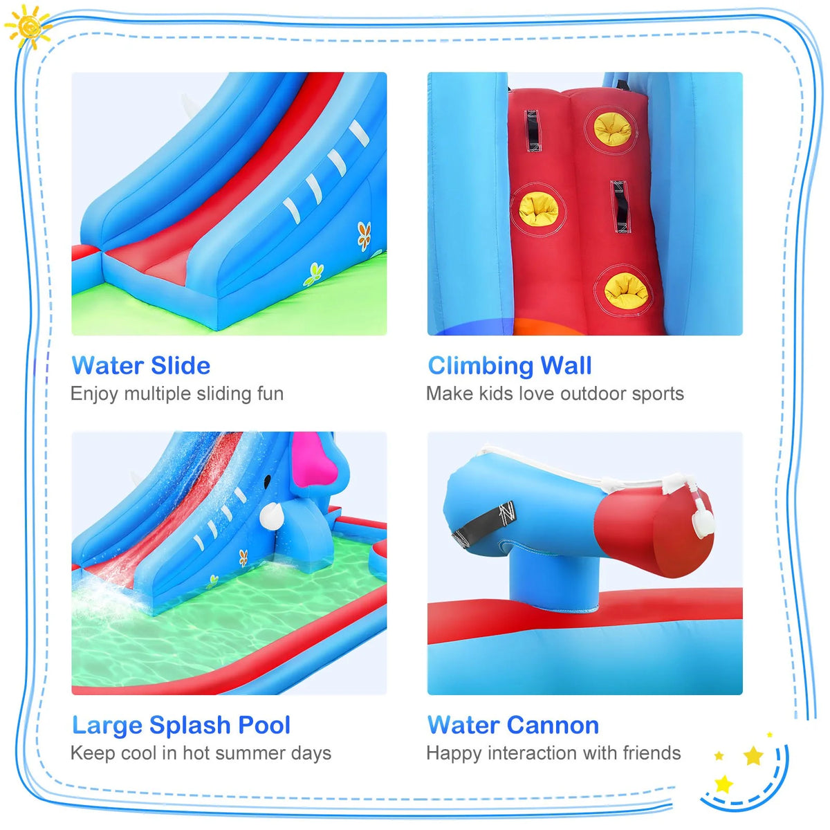Inflatable Water Slide Kids Pool with Blower H69402