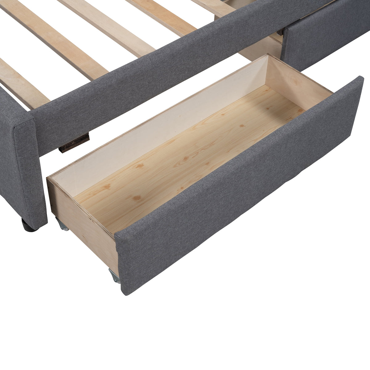 Full Size Upholstered Platform Bed with Two Storage Drawers H5384