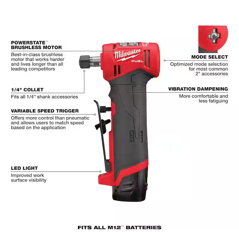 12-Volt Lithium-Ion Cordless Right Angle Die Grinder Kit B721637