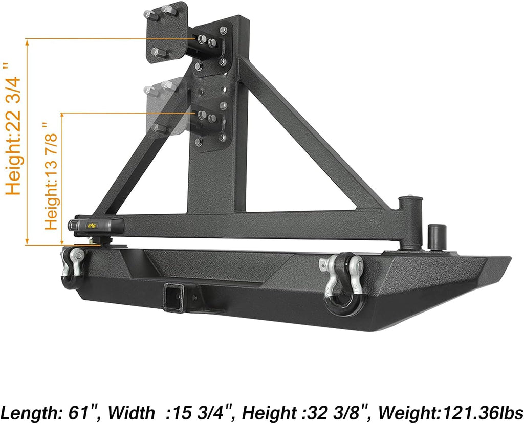 Black Rear Bumper with Tire Carrier D282886