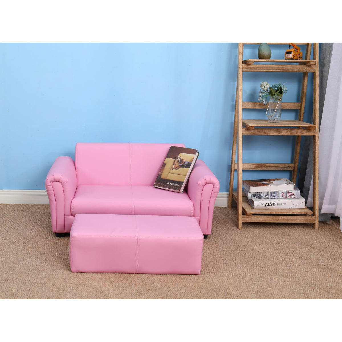 Pink Kids PU Sofa D689756