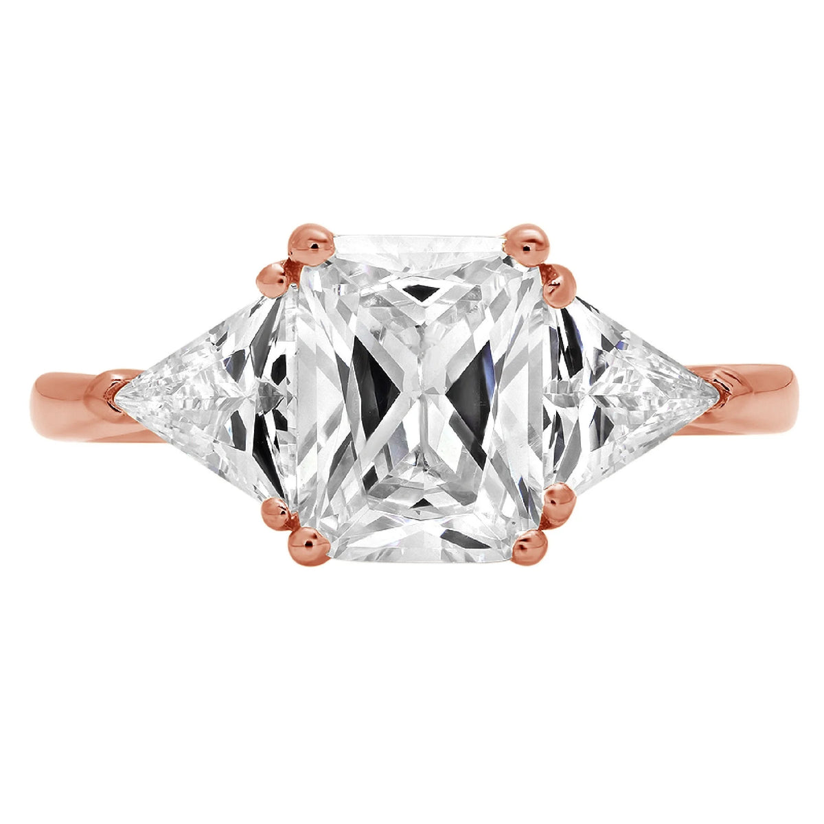 18K Rose Gold Three-Stone Diamond Engagement Ring F44404