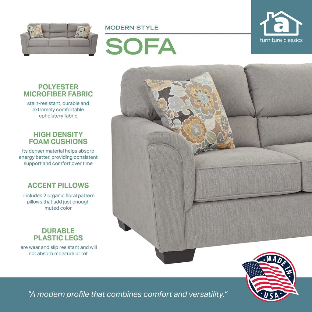 Flared Arm Sofa with Two Pillows O709846
