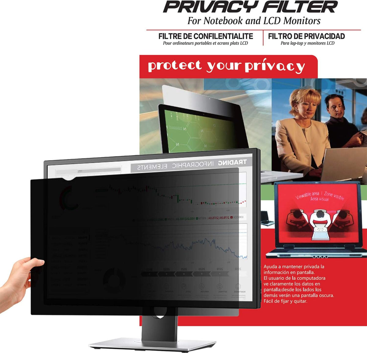 23 Inch Computer Privacy Screen Filter for 16:9 Widescreen Monitor, Pack of 2 I806