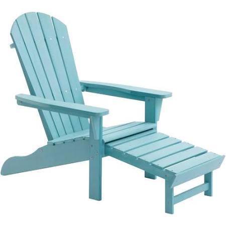 White Oversized Adirondack Chair with Pullout Ottoman K122421