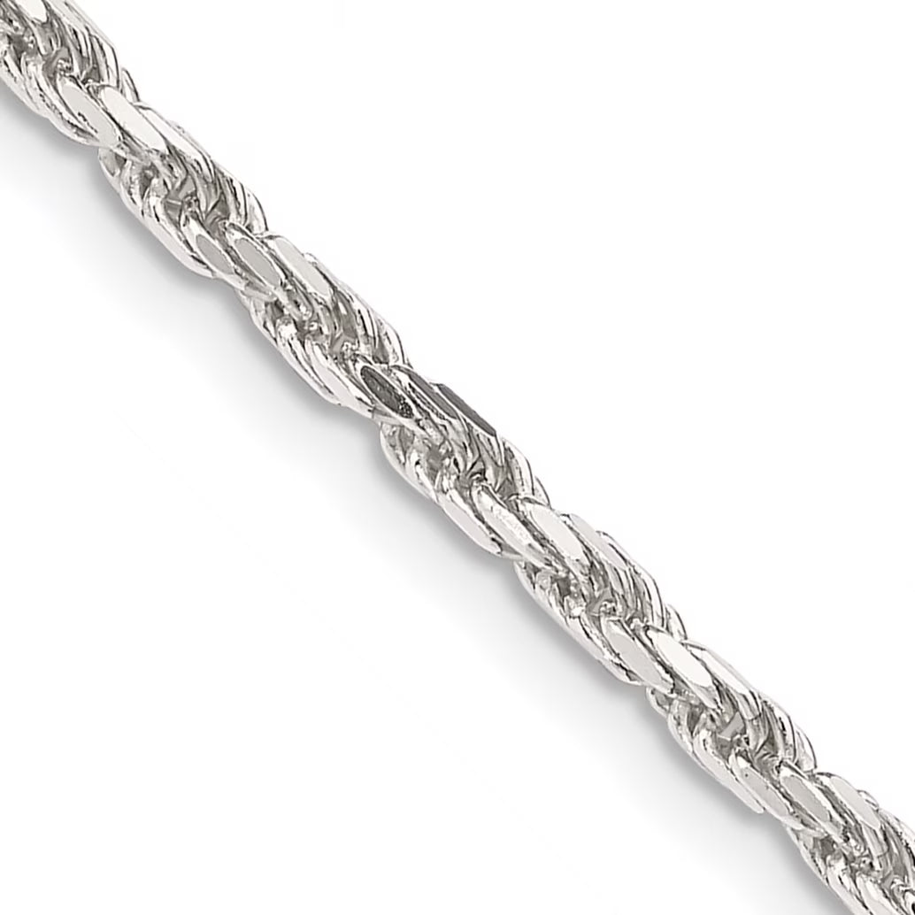 Sterling Silver Diamond-Cut Rope Chain Necklace 16 Inch D236058