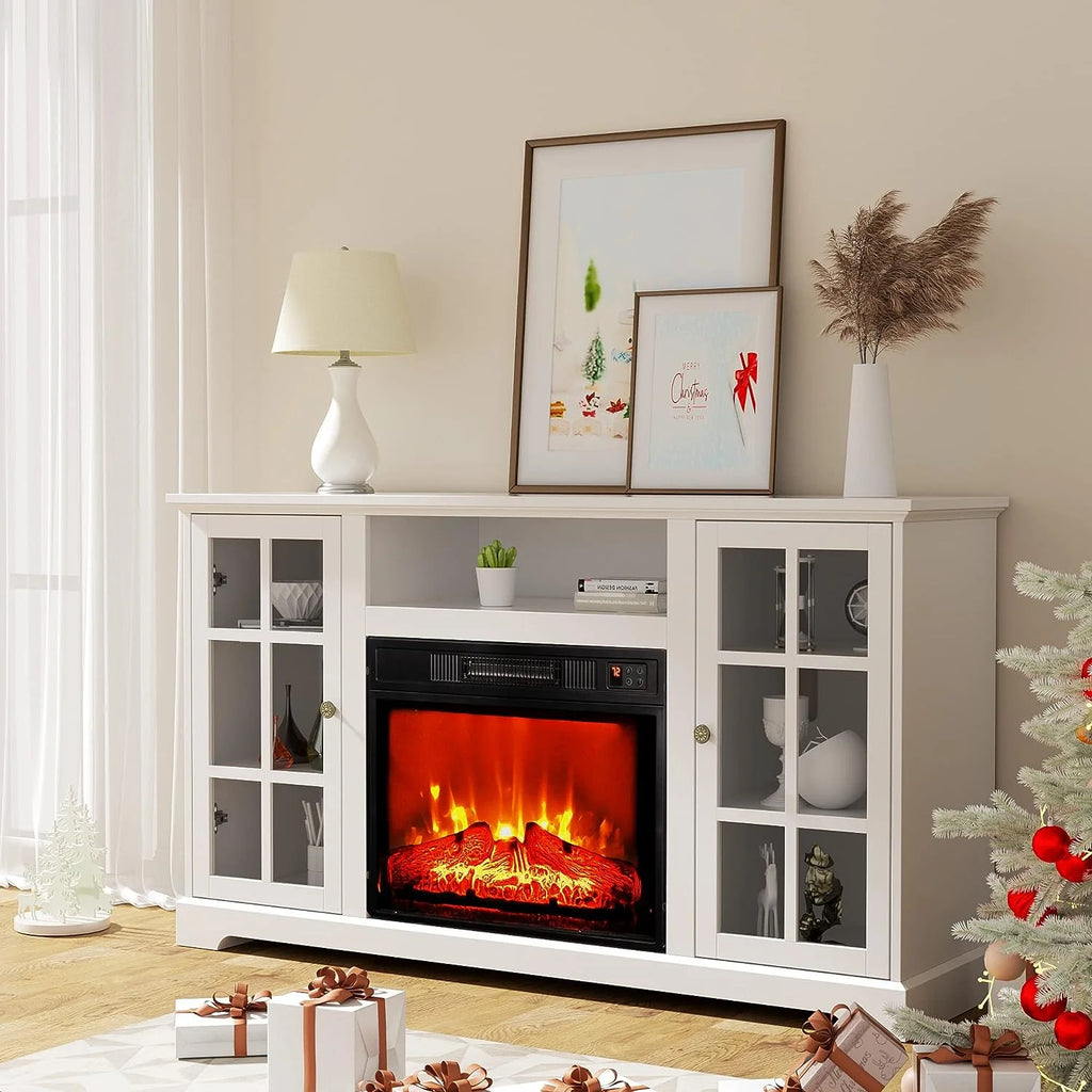 White Fireplace TV Stand D678