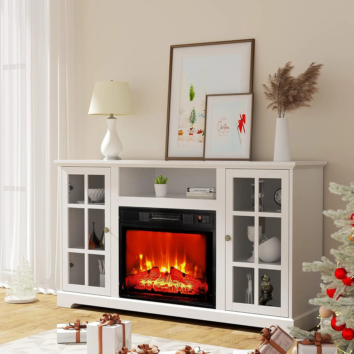 White Fireplace TV Stand D678