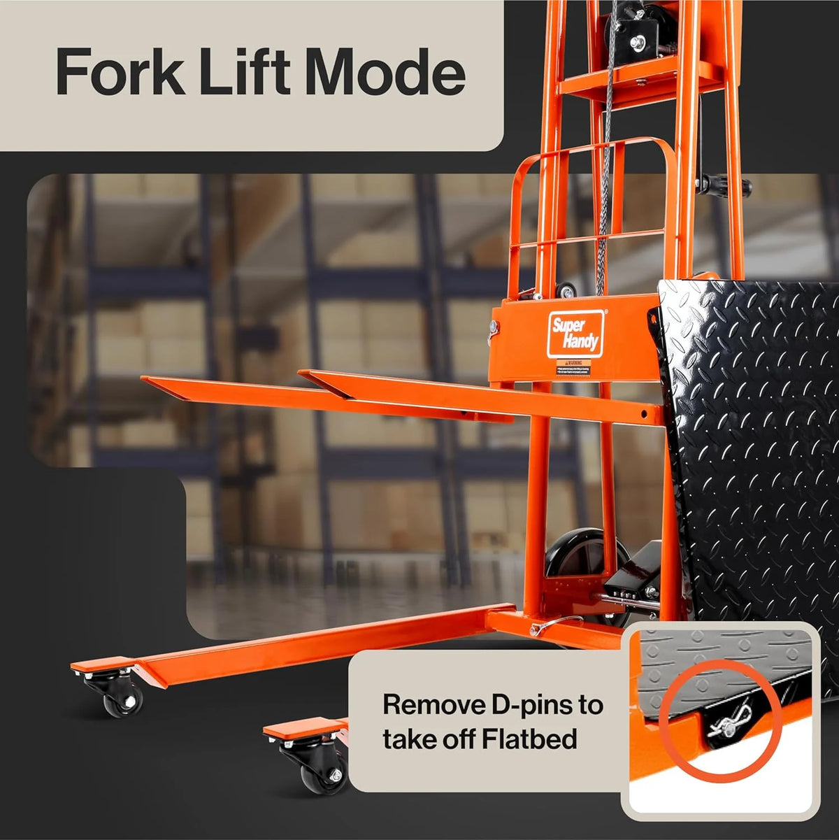 Material Lift Winch Stacker 330 Lbs 40" Max Lift V790