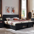 Black Queen Size Platform Bed Frame with Headboard and Storage E548688