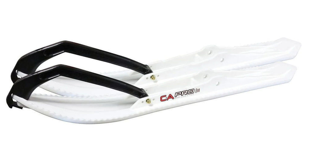 White Snowmobile Skis with 4" Round Bars Complete Kit T422432