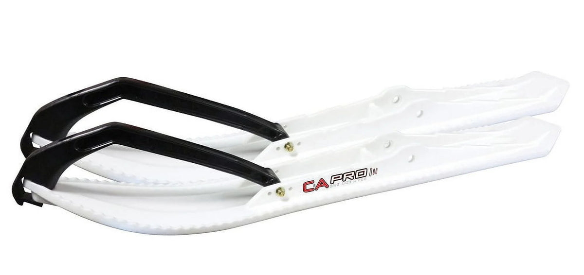 White Snowmobile Skis with 4" Round Bars Complete Kit T422432