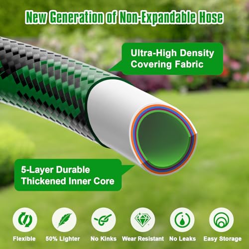100 ft Non-Expandable Garden Hose with 10 Function Nozzles I800032
