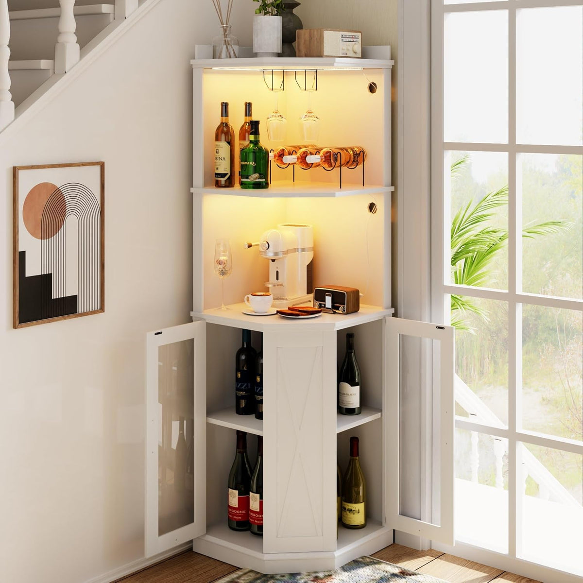 Corner Bar Cabinet with Shelves L957504