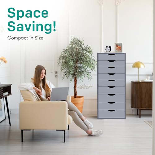 Gray 9 Drawer Wood Dresser K6046