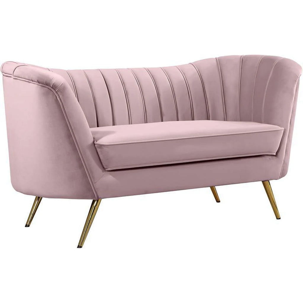 3-Piece Set with Accent Chair Loveseat and Sofa in Pink and Gold D781