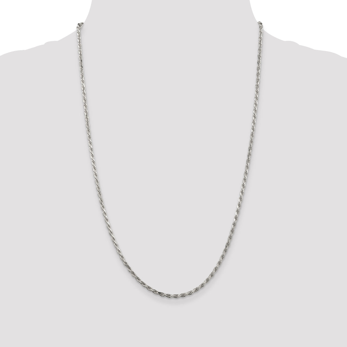 Sterling Silver Diamond-Cut Rope Chain Necklace 16 Inch D236058