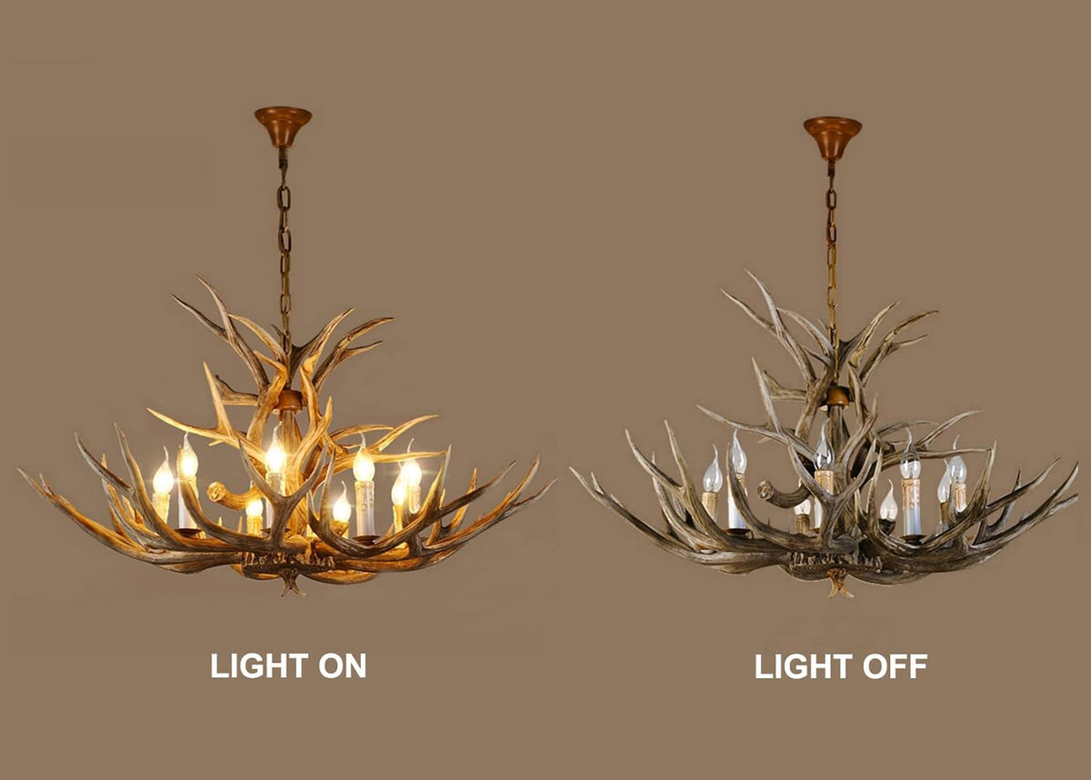 Antler Chandelier 8 Light Rustic Resin Deer Horn Pendant Light I7918