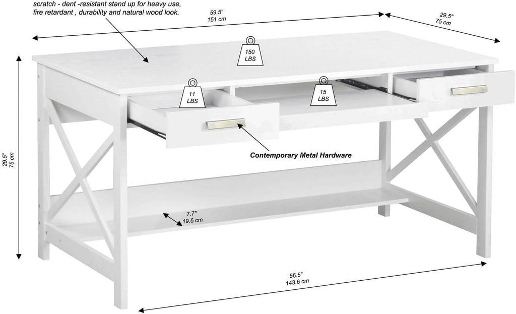 White Wood Writing Desk X6280