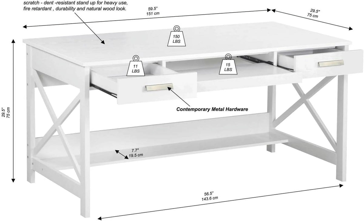 White Wood Writing Desk X6280