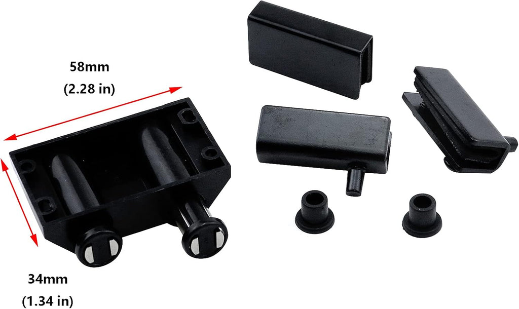 Stainless Steel Glass Door Pivot Hinge Double Head Magnetic Catch Closures ABS Black with Clamp Set for 5-6mm Glass Door X485