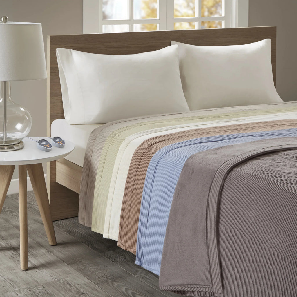 Queen Grey Microfleece Electric Heated Blanket W52789