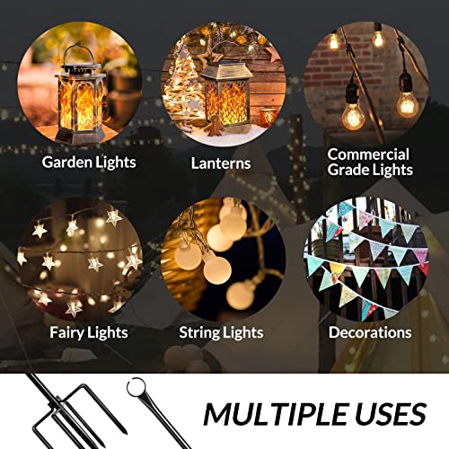 9.4FT Outdoor Metal String Light Pole with 5-Prong Fork Steel Stand U8004