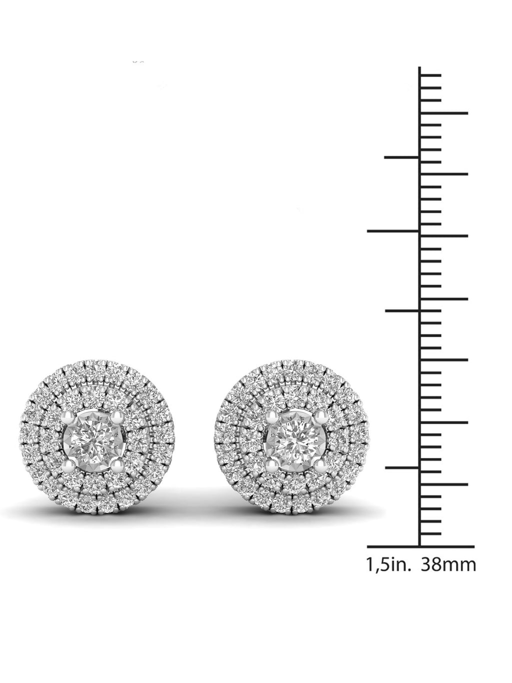 1/4ct TW Diamond Sterling Silver Double Halo Stud Earrings Z852833