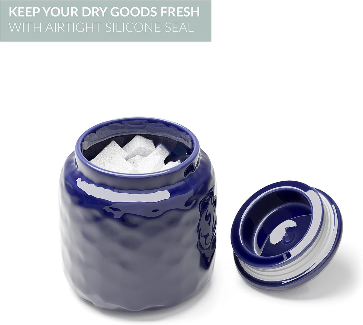 Royal Blue Ceramic Airtight Kitchen Canister with Lid K34061