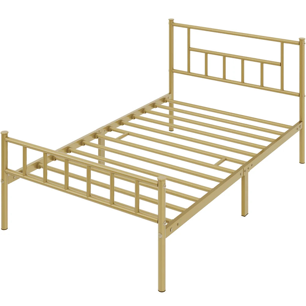 Metal Bed Frame with Headboard & Footboard, Twin Size, Black T895808