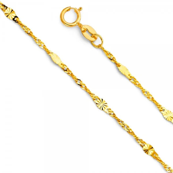 14K Gold 1.4mm Singapore Chain 24" W50707