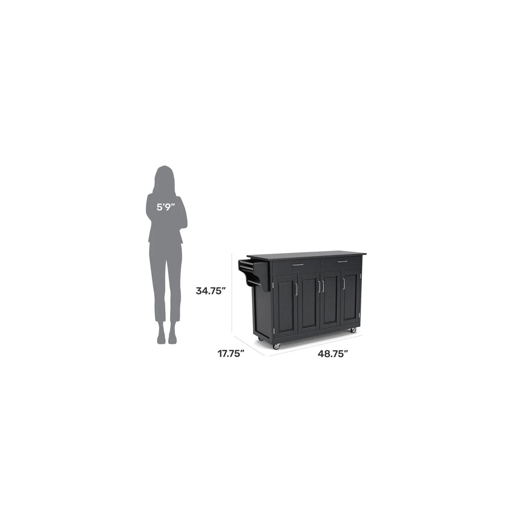 Black Wood Rolling Kitchen Cart G4225