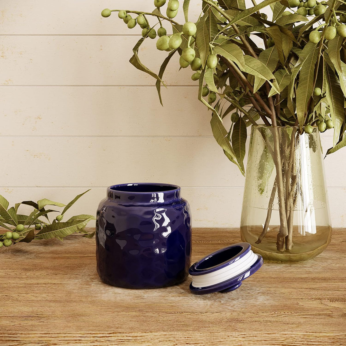 Royal Blue Ceramic Airtight Kitchen Canister with Lid K34061