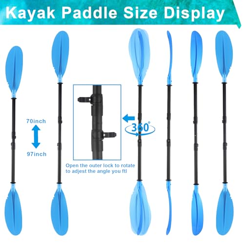 Adjustable Kayak Paddles 4 Pieces with Paddle Leash O6018
