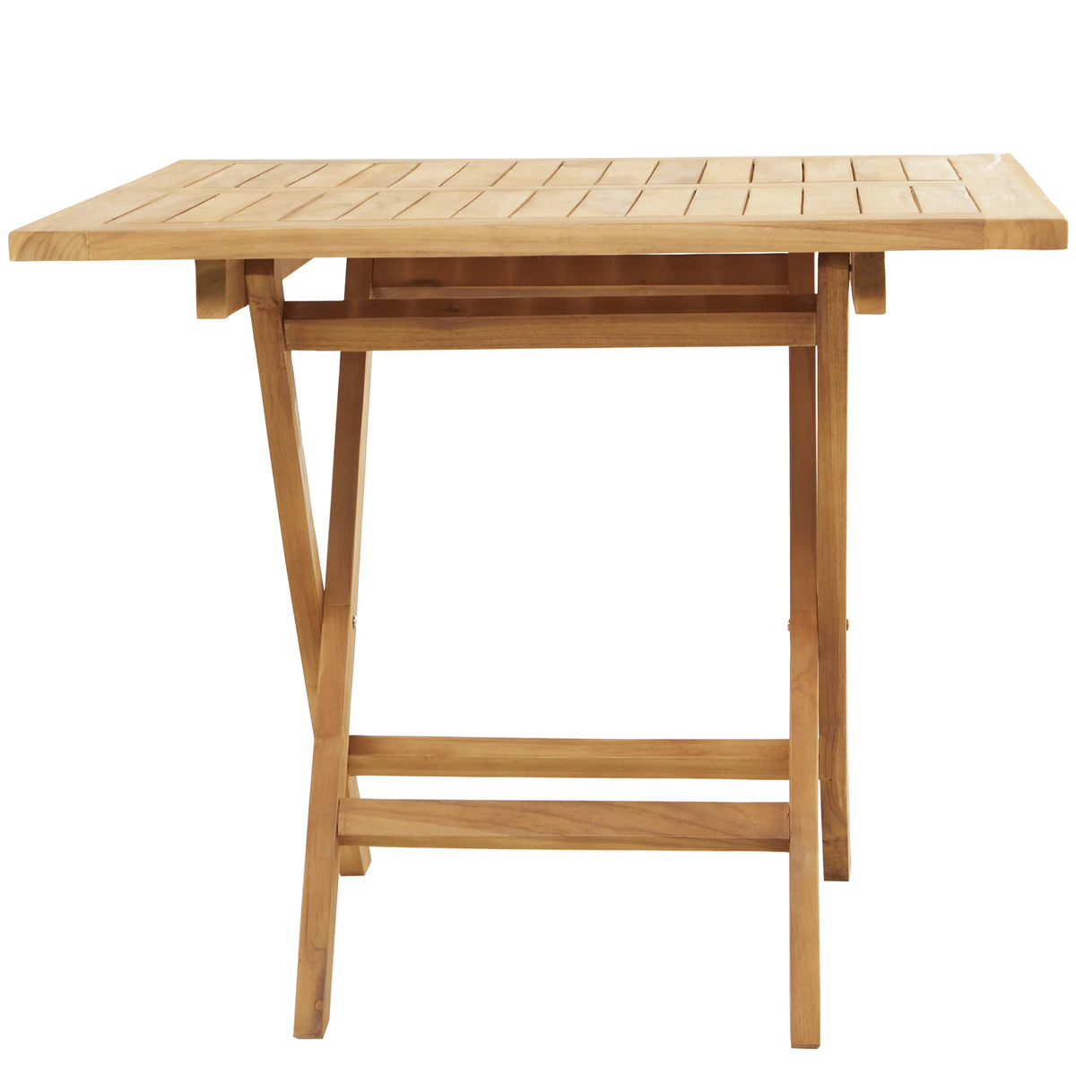 36" x 30" Brown Teak Wood Slatted Outdoor Dining Table A351126